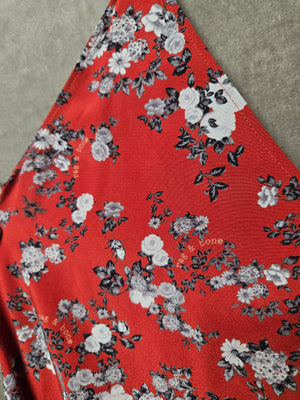 rag & bone Red Floral Slip Dress V-Neck Asymmetric Hem Midi Women's Size XS NWT 4