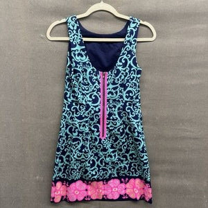 Lilly Pulitzer Dress Womens 6 Navy Delia Shift Fountain Hopping Engineered NWOT 3