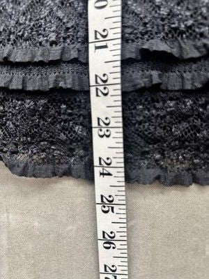 Black Lace Tank Top Womens Small Fitted Sleeveless Ruffle Textured Party Sexy 3