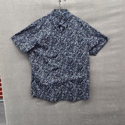 Marc Anthony Shirt Mens XL Black White Floral Slim Fit Luxury Button Up Casual