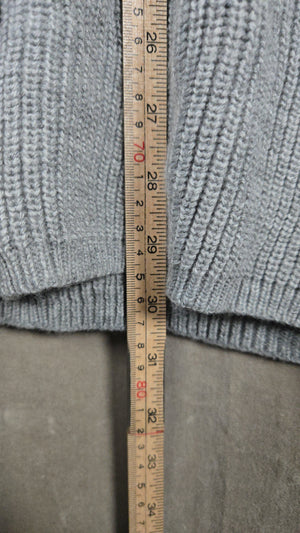 Women's Gray Ribbed Knit Longline V-Neck Pullover Sweater Size M 5