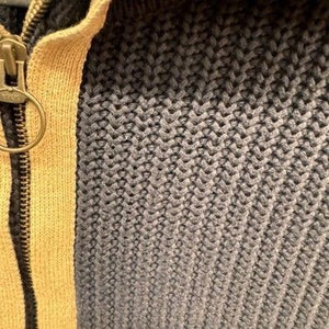 Nick Danger Sweater Mens Large Charcoal Quarter Zip Cotton Knit Contrast Collar 1