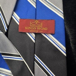 Kings Road Mens Blue Gray Striped Polyester Necktie Pre-Owned Good Condition 5