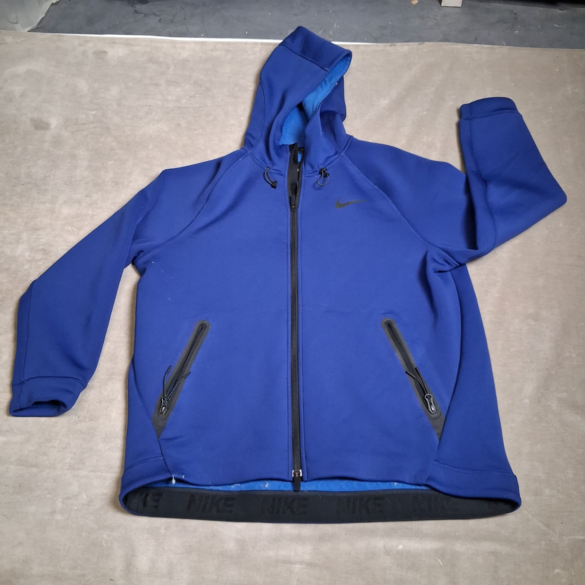 Nike Men's Blue Full Zip Windbreaker Jacket XL Polyester Fleece Pre-Owned