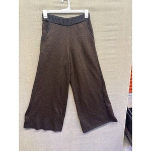 WeWoreWhat Piped Wide Leg Pull On Sweater Knit Pants Heather Brown Black NWT 1