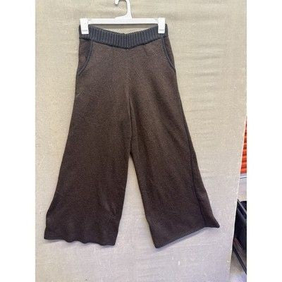 WeWoreWhat Piped Wide Leg Pull On Sweater Knit Pants Heather Brown Black NWT
