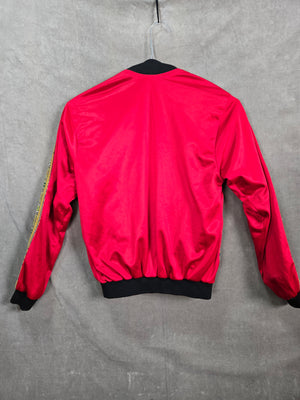 African Dashiki Print Red Bomber Jacket Unisex Zip Front Size M 2