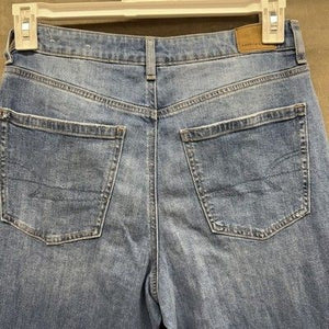 American Eagle Jeans Womens 8 Blue Wide Leg High Rise Denim Pants Minimalist 1