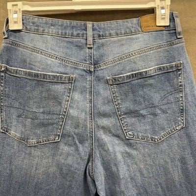 American Eagle Jeans Womens 8 Blue Wide Leg High Rise Denim Pants Pre-Owned Exce