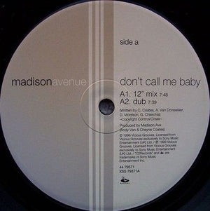 Madison Avenue Don't Call Me Baby 12 Inch Vinyl Record Used Dance Music 3