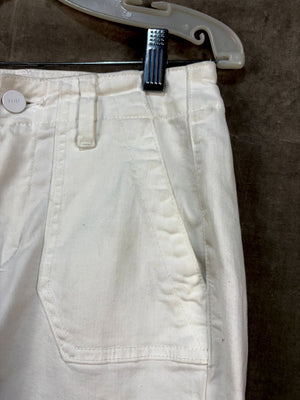 White Paige Jeans with Elastic Cuffs and Pockets, Size 24 5