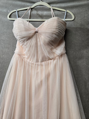 Wtoo Bridesmaid Dress Blush Tulle Sweetheart Strapless A-Line Maxi Formal Size 8 2