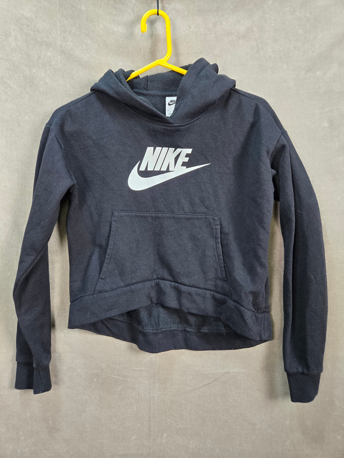 Nike Swoosh Logo Black Fleece Pullover Hoodie Sweatshirt Size XL
