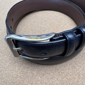 ROUNDTREE & YORKE Men's Wide Black Full Grain Cowhide Dress Belt Size 54/135 2