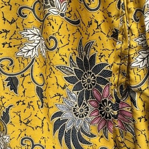 Floral Harem Pants Womens Small Yellow Black Batik Drawstring Elastic Waist Boho 1
