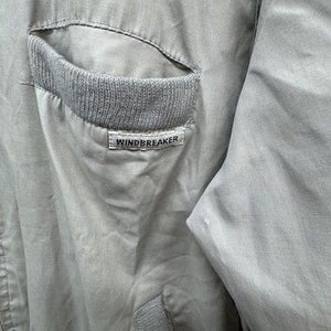 Windbreaker Jacket Mens Large Gray Bomber Full Zip Epaulets Ribbed Hem Pockets 1
