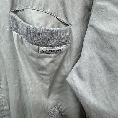 Windbreaker Jacket Mens Large Gray Bomber Full Zip Epaulets Ribbed Hem Pockets