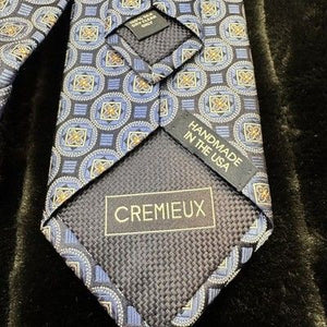 Cremieux Tie Classic Blue Geometric Silk Handmade USA Pre-Owned Good Condition 3