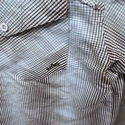 Prana Shirt Mens Medium Brown Plaid Short Sleeve Button Front Outdoor Casual