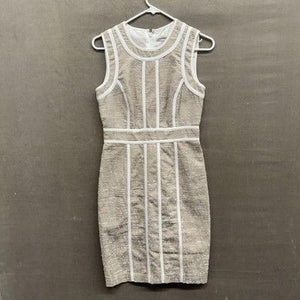 Calvin Klein Dress Womens Small Sleeveless Sheath Textured Trim Fitted Career Us 5