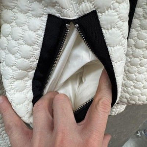 Armani Jeans Jacket Womens EU 40 White Black Quilted Bomber Zip Pockets AJ Logo 4