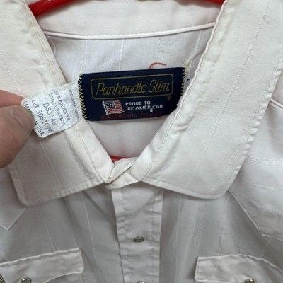 Vintage Panhandle Slim Shirt Mens 16 1/2 34 Pearl Snap Western USA 80s Rodeo
