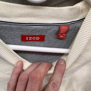 IZOD Sweatshirt Mens Extra Large Off White Crewneck Pullover Embroidered Logo 2