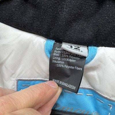 Obermeyer Jacket Womens Juniors 12 White Blue Insulated Ski Snow Winter 11343