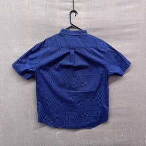 Old Navy Shirt Mens Large Blue Polka Dot Short Sleeve Button Up Slim Fit Stretch 2