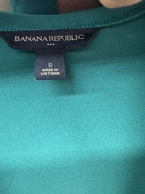 Banana Republic Dress Womens Small Green Ruched Short Sleeve Belted Wrap SPR12 3