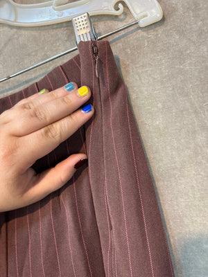 Super Slimmer Wide-leg Dress Pants Burgundy Pink Pinstripes Size 6 Good Conditio 3