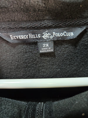 Beverly Hills Polo Club Men's Black Fleece Full Zip Jacket Nylon Yoke Size 2XL 2