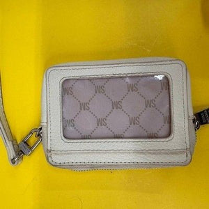 Steve Madden Cream Pebbled Faux Leather Zip Around Wristlet Wallet Card Holder 1