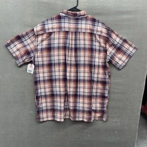St Johns Bay Shirt Mens XL Orange Plaid Short Sleeve Button Up New Cotton 4