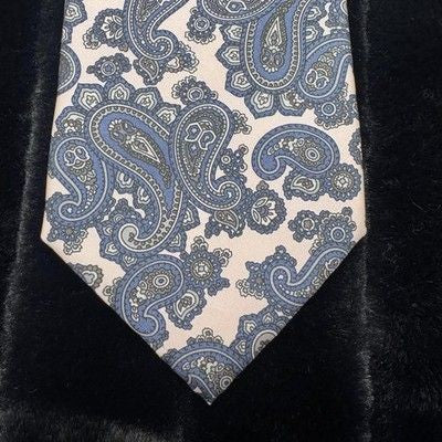 Carlo Columbo Tie Blue Paisley Silk Formal Neckwear Pre-Owned Good Condition