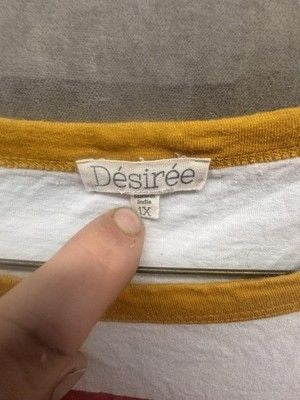 Desiree Shirt Womens 1X White Yellow Ringer Blessed Graphic Striped Crown Tee 3