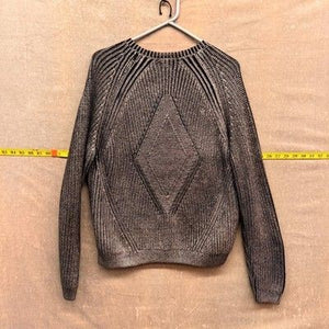 DKNY Womens Sweater Black Silver Metallic Zip Front Raglan Knit Bomber Jacket Pr 5