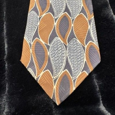 Gianfranco Ruffini Tie Mens Abstract Leaf Print Italian Silk Pre-Owned Good