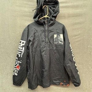 Poetic Justice Jacket Mens XL Black Half Zip Windbreaker Hooded Anorak Chemistry 1