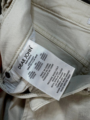 Dear John White Wide Leg Jeans with Frayed Hem, Size 30 3