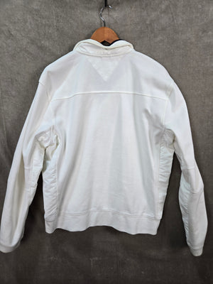 Tommy Hilfiger Mens White Zip Up Bomber Jacket Rib Collar Size L/G 3