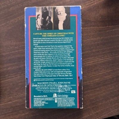 Miracle on 34th Street VHS Movie Classic Holiday Christmas Film Playhouse Video