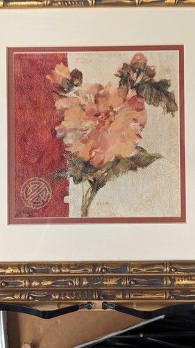 PINK ROSE ON CRACKED LINEN by Cheri Blum Spring Florals 3