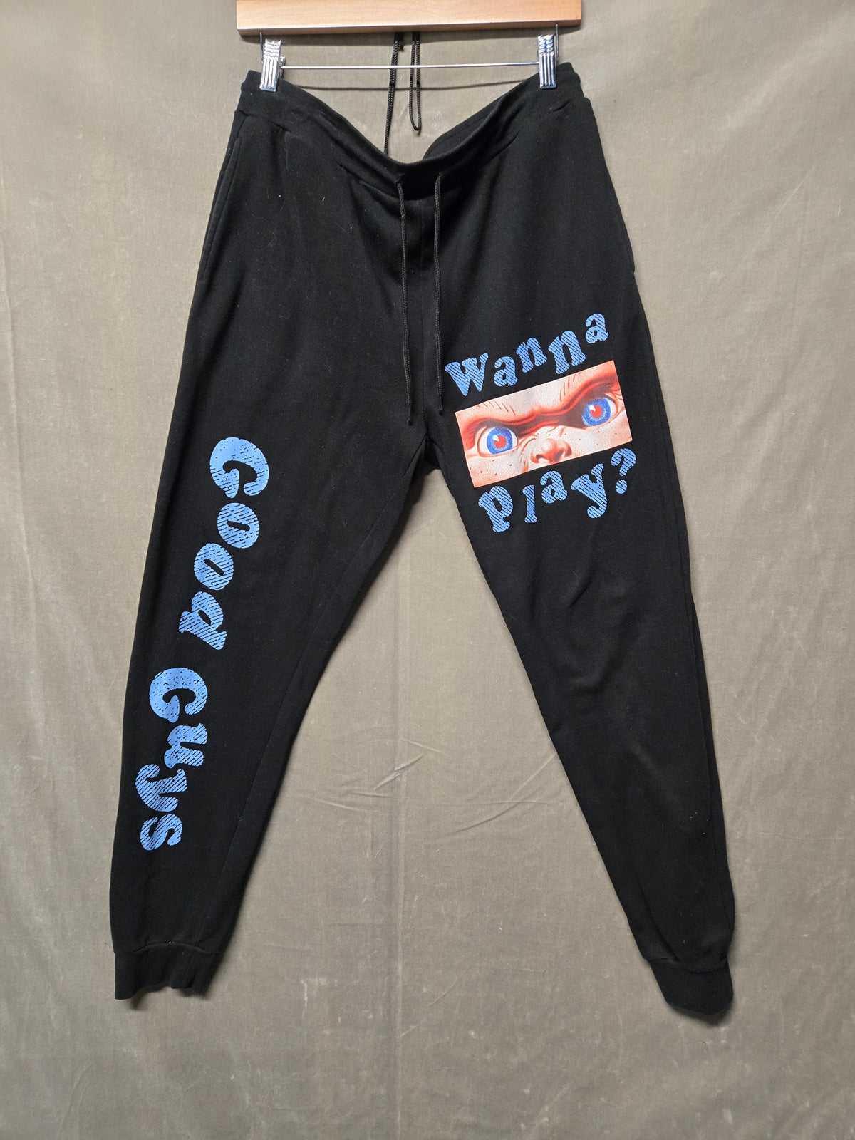 Chucky Wanna Play Cool Guys Black Graphic Jogger Sweatpants Size L