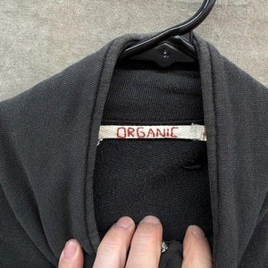 Organic Zip Jacket Womens Small Black Mock Neck Cotton Elbow Patches Zip Pockets 1