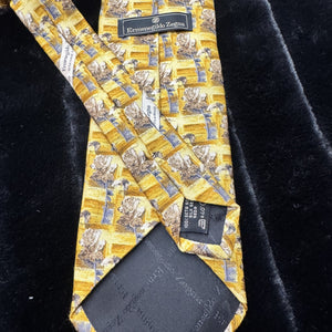 Ermenegildo Zegna Silk Floral Pattern Luxury Mens Necktie Pre-Owned Good 1