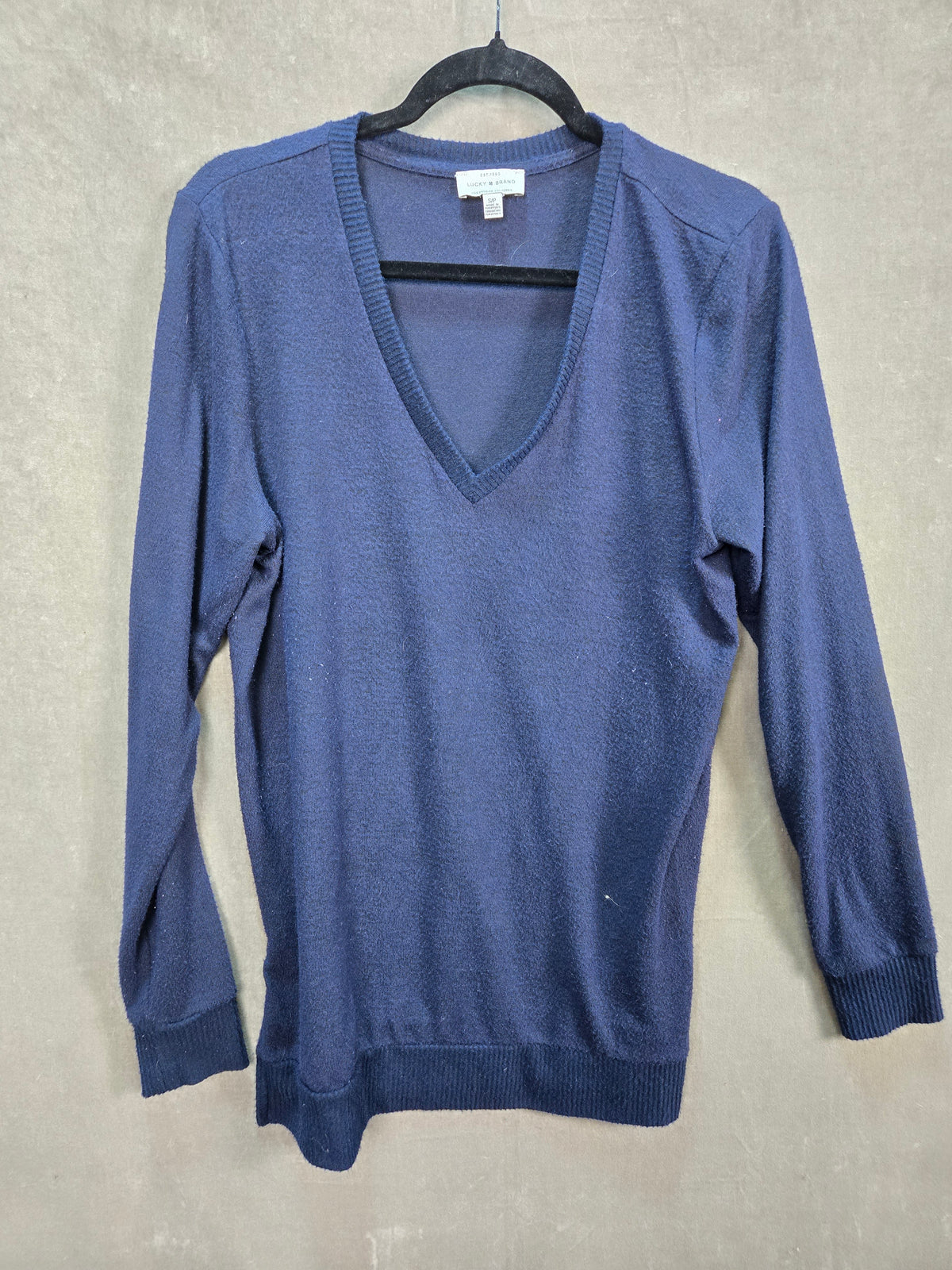Lucky Brand Women's Navy V-Neck Long Sleeve Pullover Sweater Size S/P