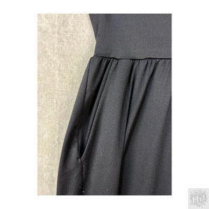 Black Wide-Leg Dress Pants with Elastic Waist and Pockets 4