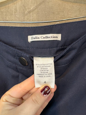 Dalia Collection Dress Pants Navy Blue Size 4 Good Condition 97% Cotton 3% Elast 2