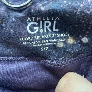 Athleta Girl Running Shorts Small 7 Galaxy Print Pre-Owned Excellent Condition 2